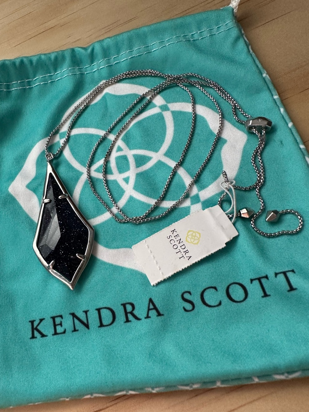 NWT Kendra Scott Blue Goldstone Olivia Long Necklace